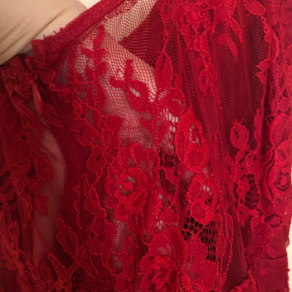 Sexy red midi lacy dress